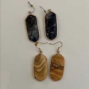 Gold and Blue Stone Dangle Earrings like Kendra Scott real stone